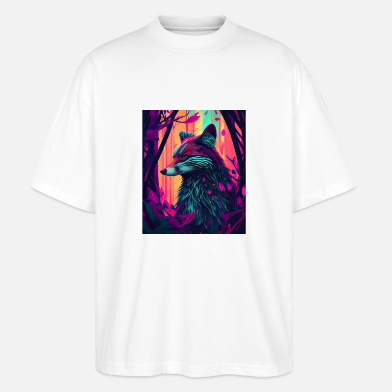Funky Forest Fox - Stanley/Stella Oversized Unisex Bio T-Shirt Blaster 2.0 - Weiß