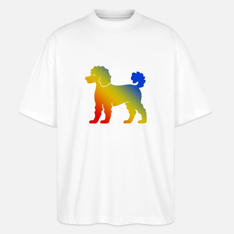 Poodle Hund Bunt - Stanley/Stella Oversized Unisex Bio T-Shirt Blaster 2.0 - Weiß