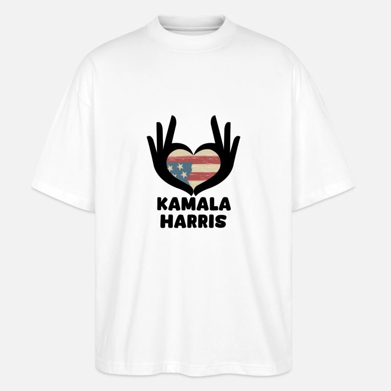 Kamala Harris Herzhand - Stanley/Stella Oversized Unisex Bio T-Shirt Blaster 2.0 - Weiß