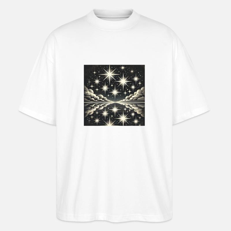 Funkelnder Nachthimmel Sternschnuppe Sterne - Stanley/Stella Oversized Unisex Bio T-Shirt Blaster 2.0 - Weiß
