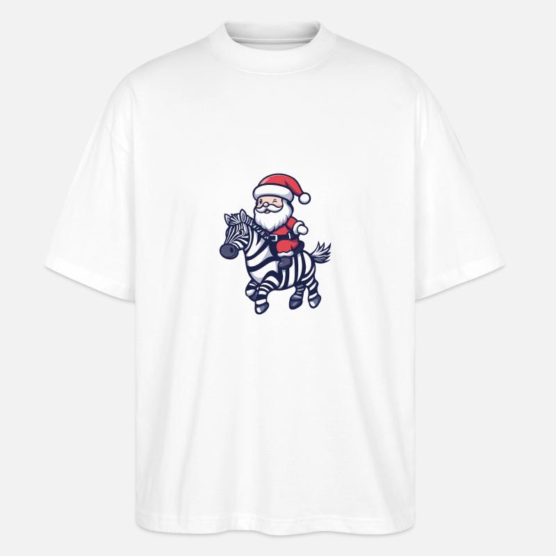 Zebra Weihnachtsmann Cartoon - Stanley/Stella Oversized Unisex Bio T-Shirt Blaster 2.0 - Weiß