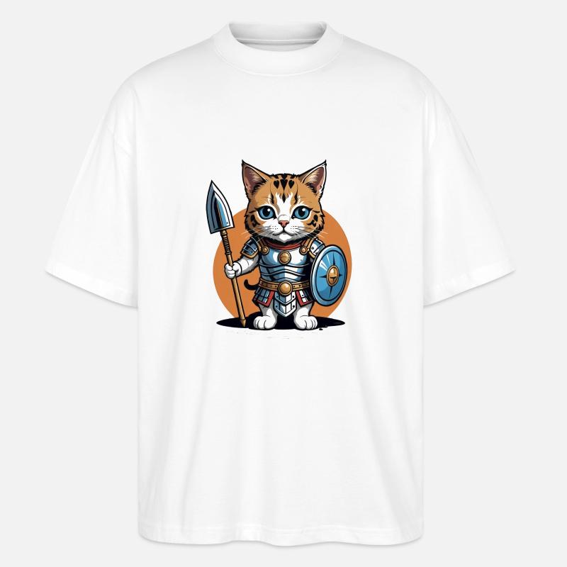 Chat Guerrier Romain Chat Cadeau - T-shirt bio Blaster 2.0 coupe oversize Stanley/Stella Unisexe - blanc