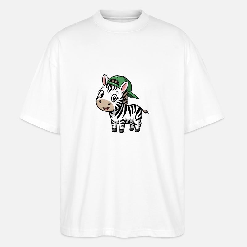 Süßes Zebra mit Mütze - Stanley/Stella Oversized Unisex Bio T-Shirt Blaster 2.0 - Weiß