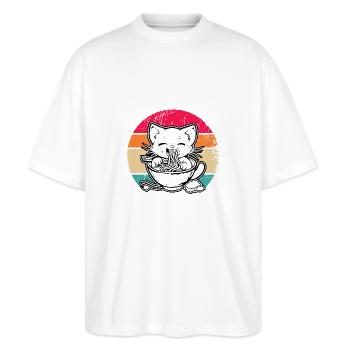 Anime Ramen Nourriture Drôle Cadeau Design - T-shirt bio Blaster 2.0 coupe oversize Stanley/Stella Unisexe - blanc - Devant - Alina (178cm) & Michal (187cm)