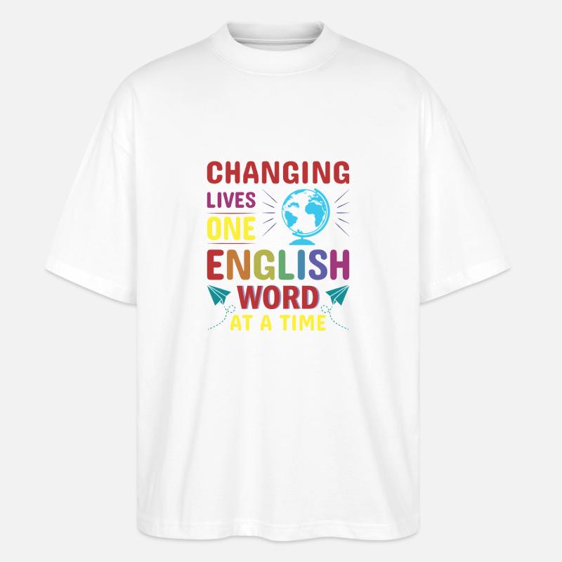 ESL-Lehrer ESL Unterricht - Stanley/Stella Oversized Unisex Bio T-Shirt Blaster 2.0 - Weiß