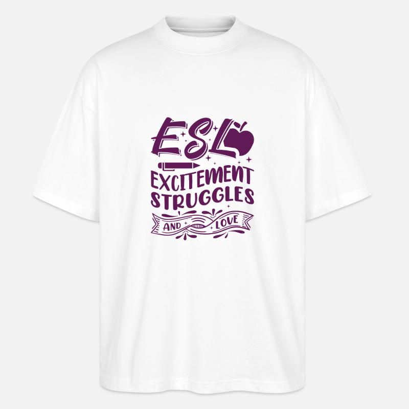 ESL-Lehrer ESL Unterricht - Stanley/Stella Oversized Unisex Bio T-Shirt Blaster 2.0 - Weiß