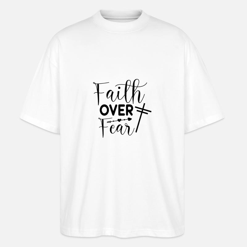 Glaube über Angst - Stanley/Stella Oversized Unisex Bio T-Shirt Blaster 2.0 - Weiß