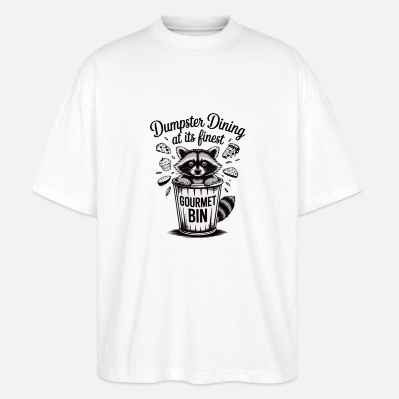 Waschbär im Feinschmecker-Modus - Stanley/Stella Oversized Unisex Bio T-Shirt Blaster 2.0 - Weiß