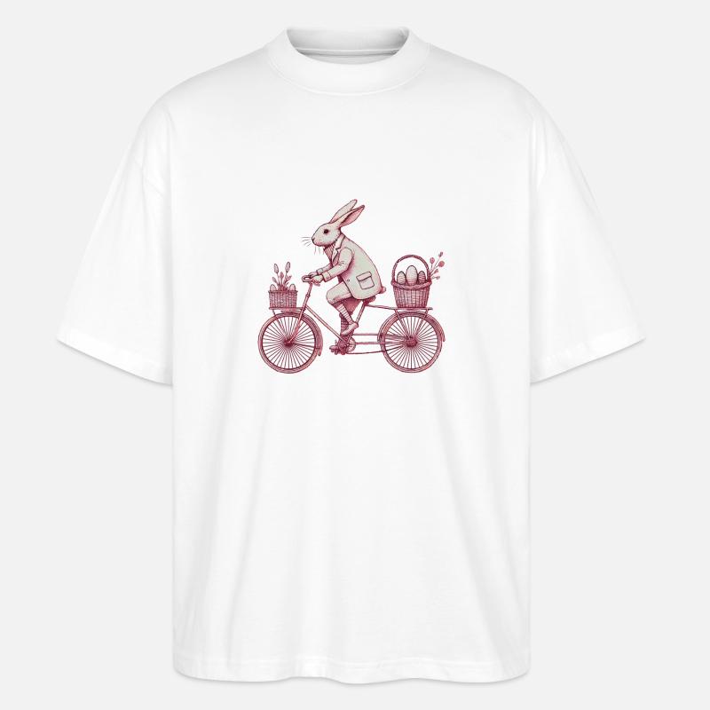 Easter Bunny Bicycle Retro Style - Stanley/Stella Oversized Unisex Organic T-shirt Blaster 2.0 - white