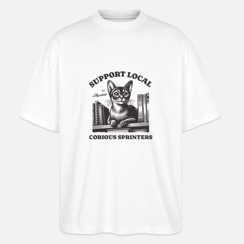 Katze Support Local Abyssinian - Stanley/Stella Oversized Unisex Bio T-Shirt Blaster 2.0 - Weiß