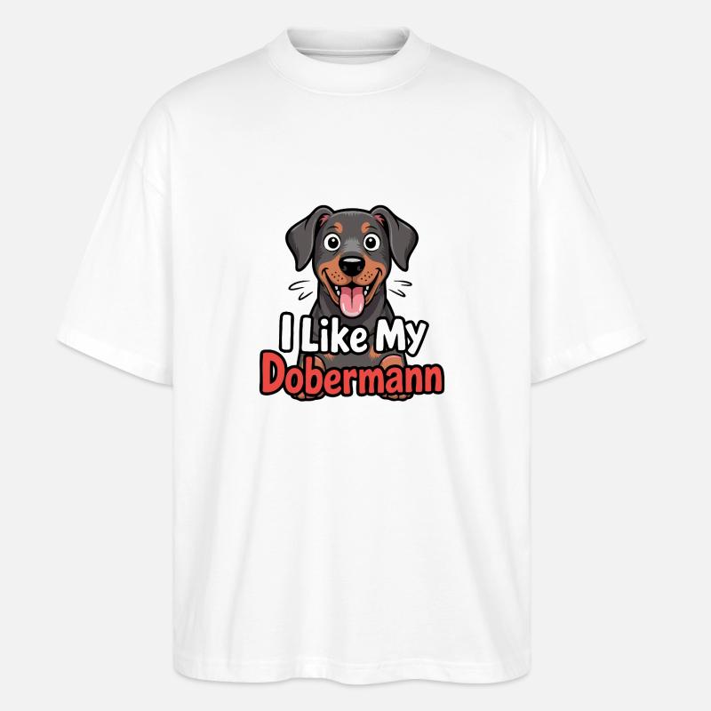 J’aime mon chien Doberman Love - T-shirt bio Blaster 2.0 coupe oversize Stanley/Stella Unisexe - blanc