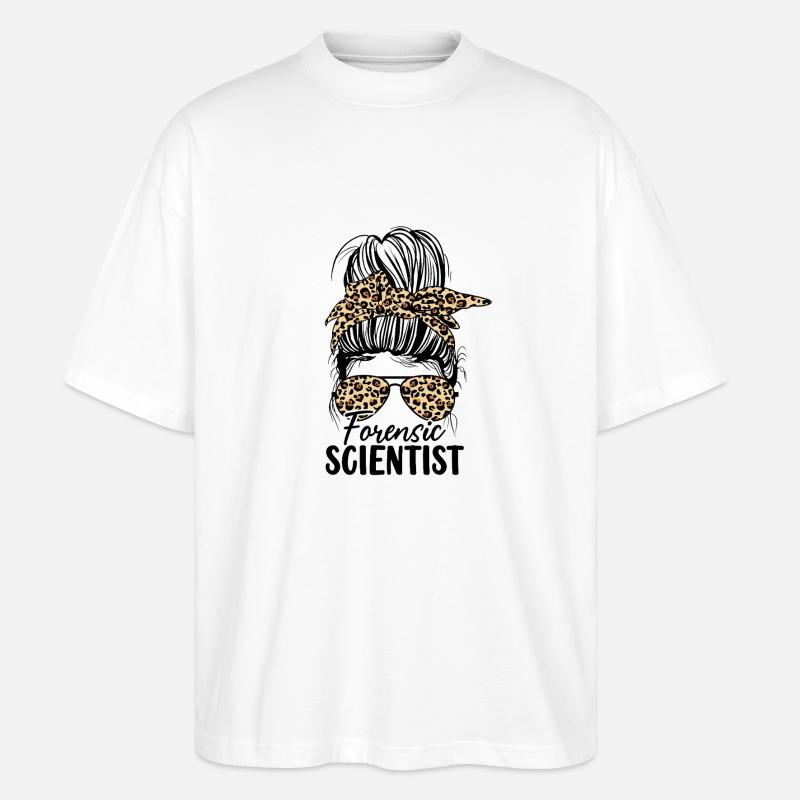 Médecin légiste Messy Bun Leopard Forensic - T-shirt bio Blaster 2.0 coupe oversize Stanley/Stella Unisexe - blanc