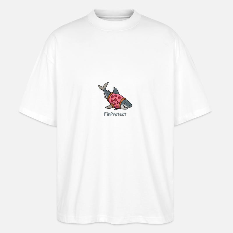 Comic Hai mit Herzpullover - Stanley/Stella Oversized Unisex Bio T-Shirt Blaster 2.0 - Weiß