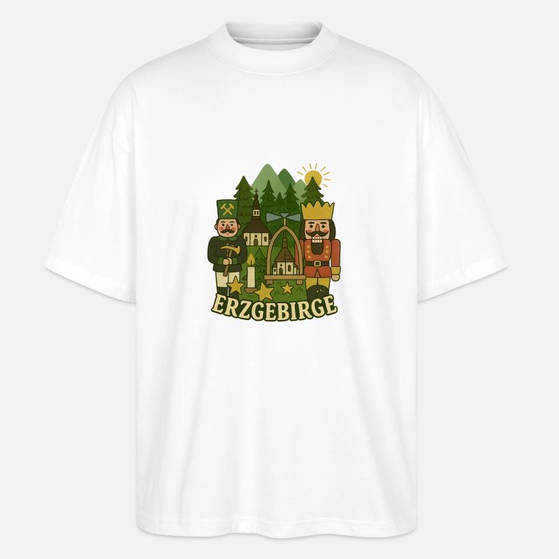 Erzgebirge Nussknacker - Stanley/Stella Oversized Unisex Bio T-Shirt Blaster 2.0 - Weiß