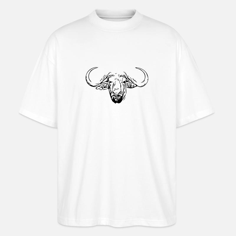 Vannbøffelhode - Stanley/Stella Blaster 2.0 Økologisk Oversized Unisex T-skjorte - hvit