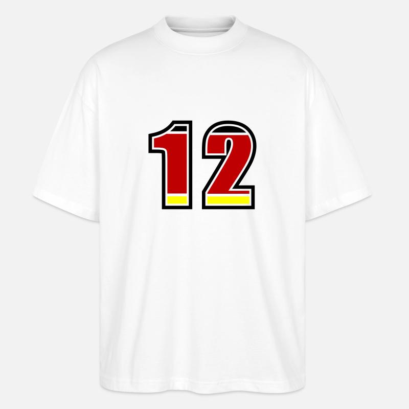 12 Nummer Deutschland Trikot - Stanley/Stella Oversized Unisex Bio T-Shirt Blaster 2.0 - Weiß