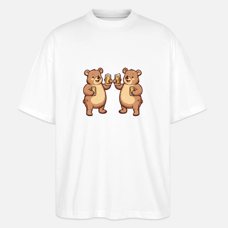 Bear Comic Beer Funny Booze - Stanley/Stella Oversized Unisex Organic T-shirt Blaster 2.0 - white