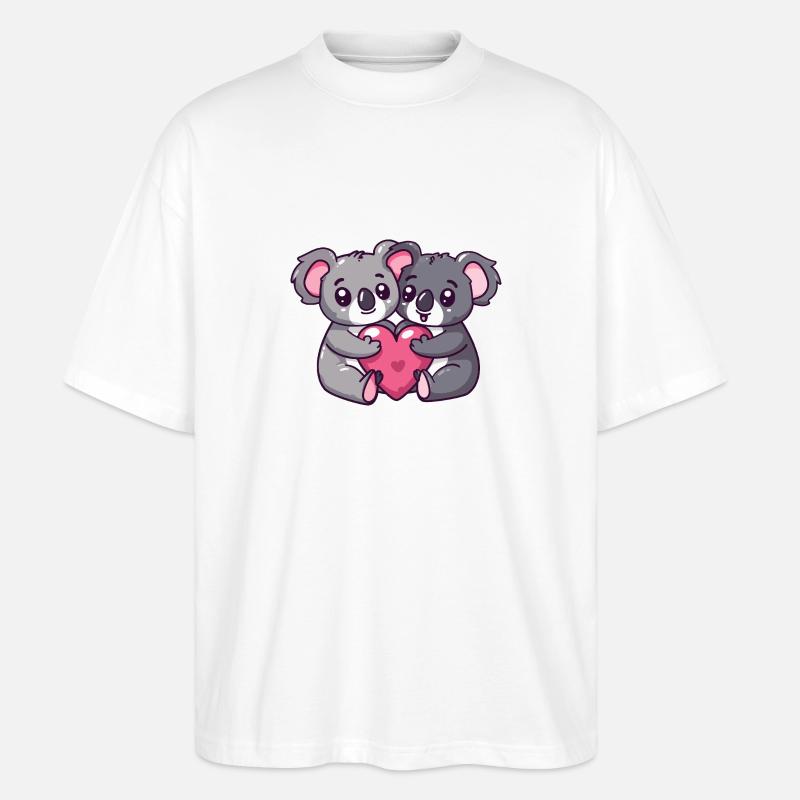 Koala Bande Dessinée Couple Amour - T-shirt bio Blaster 2.0 coupe oversize Stanley/Stella Unisexe - blanc