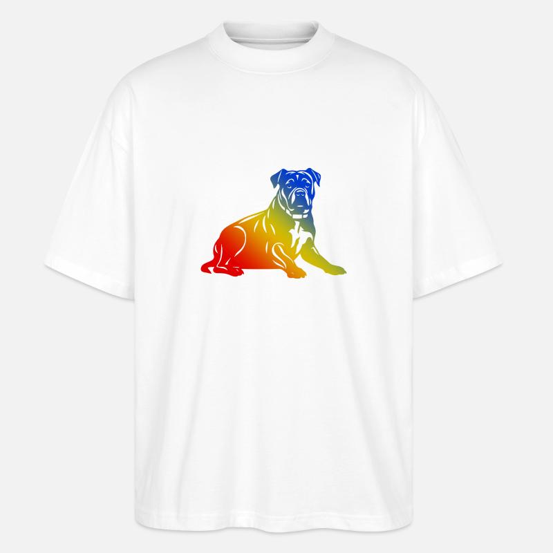 Pit Terrier Hund - Stanley/Stella Oversized Unisex Bio T-Shirt Blaster 2.0 - Weiß