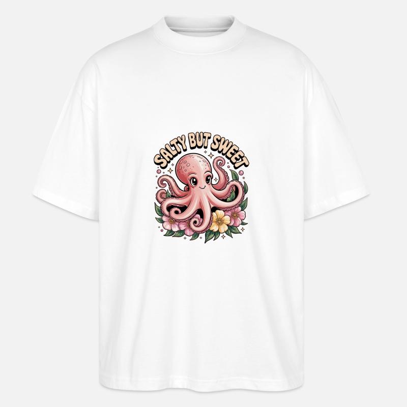 Süßes Oktopus Design - Stanley/Stella Oversized Unisex Bio T-Shirt Blaster 2.0 - Weiß