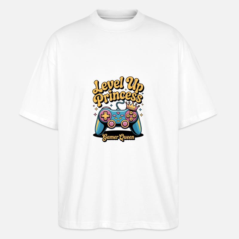 level Up Princess Queen - Stanley/Stella Oversized Unisex Bio T-Shirt Blaster 2.0 - Weiß