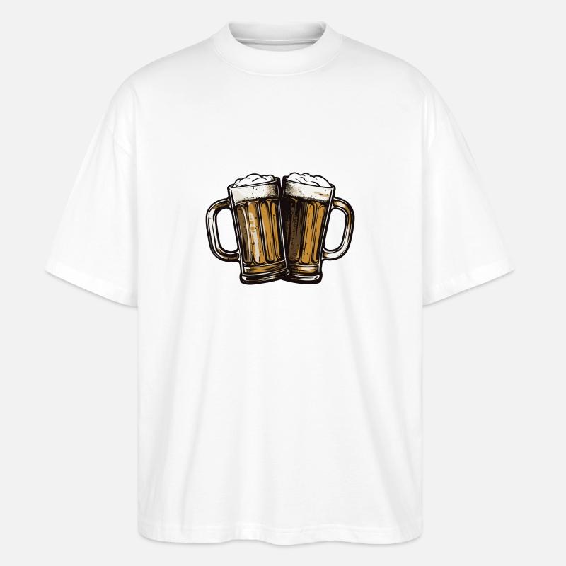 Bierkrug Bier Anstoßen - Stanley/Stella Oversized Unisex Bio T-Shirt Blaster 2.0 - Weiß