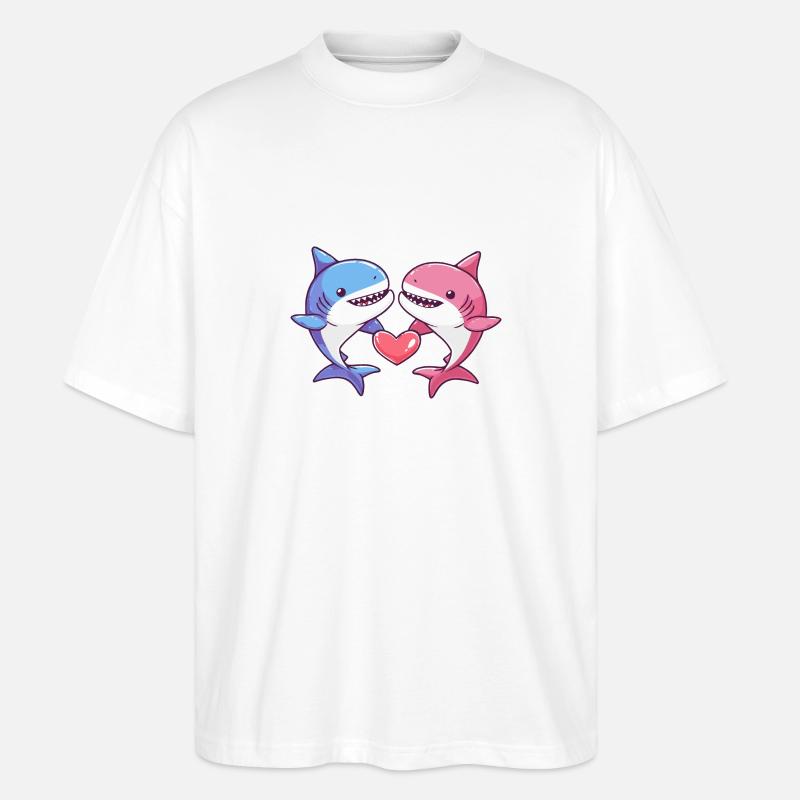Hai Comic Paar Liebe - Stanley/Stella Oversized Unisex Bio T-Shirt Blaster 2.0 - Weiß
