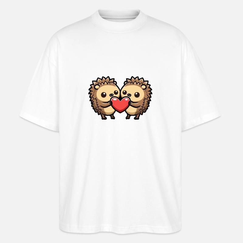 Igel Comic Paar Liebe - Stanley/Stella Oversized Unisex Bio T-Shirt Blaster 2.0 - Weiß