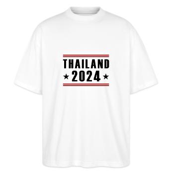 Thaïlande 2024 - T-shirt bio Blaster 2.0 coupe oversize Stanley/Stella Unisexe - blanc - Devant - Alina (178cm) & Michal (187cm)