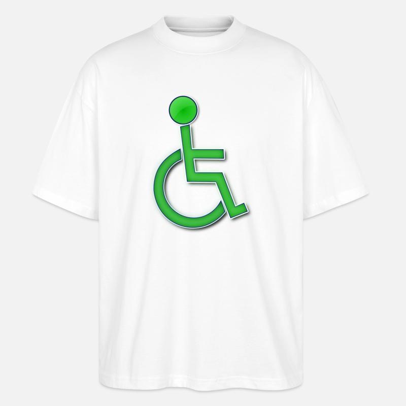 Symbole du fauteuil roulant vert # - T-shirt bio Blaster 2.0 coupe oversize Stanley/Stella Unisexe - blanc