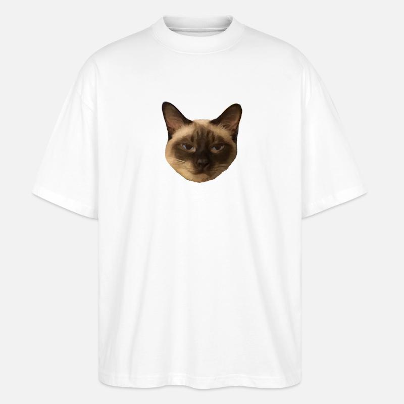 Chat siamois - T-shirt bio Blaster 2.0 coupe oversize Stanley/Stella Unisexe - blanc