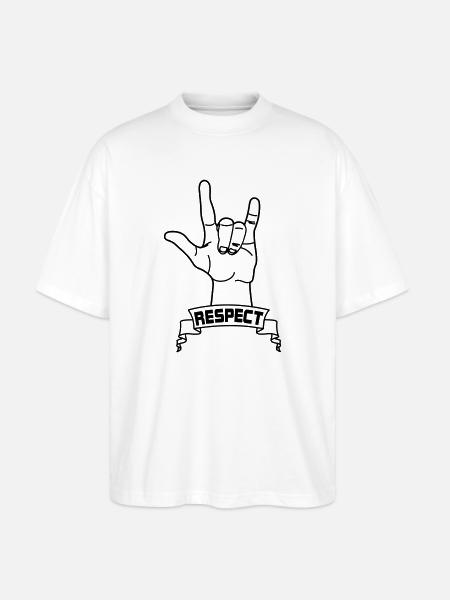 Hand gesture respect with text RESPECT - Stanley/Stella Oversized Unisex Organic T-shirt Blaster 2.0 - white