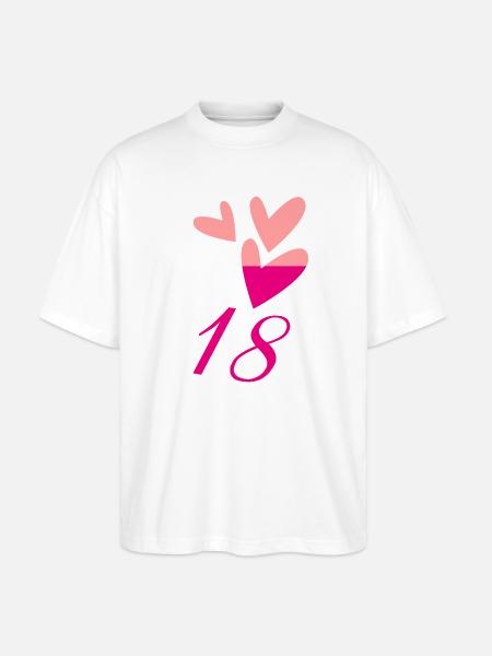 18. 18 ANNI. 18° ANNIVERSARIO. COMPLEANNO 18 ANNI. - Maglietta articolo ecologico Unisex vestibilità oversize Stanley/Stella Blaster 2.0 - bianco