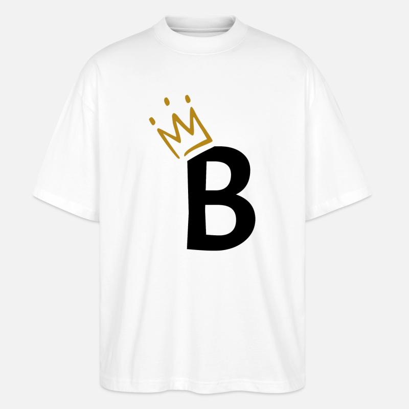 Buchstabe B - Anfangsbuchstabe B - Stanley/Stella Oversized Unisex Bio T-Shirt Blaster 2.0 - Weiß