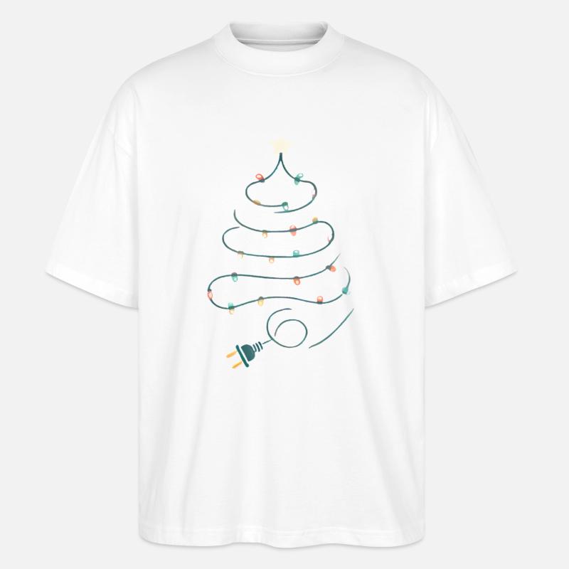 Christmas Tree String Lights Design - Stanley/Stella Oversized Unisex Organic T-shirt Blaster 2.0 - white