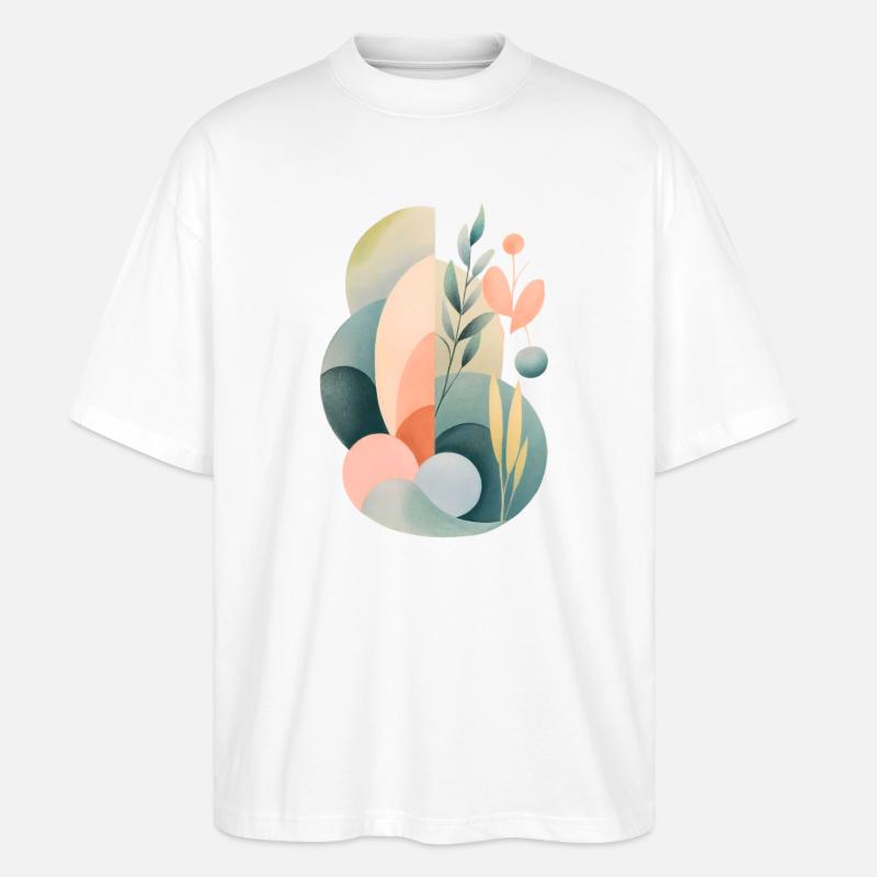 Pastel Abstract Flora Composition - Stanley/Stella Oversized Unisex Organic T-shirt Blaster 2.0 - white
