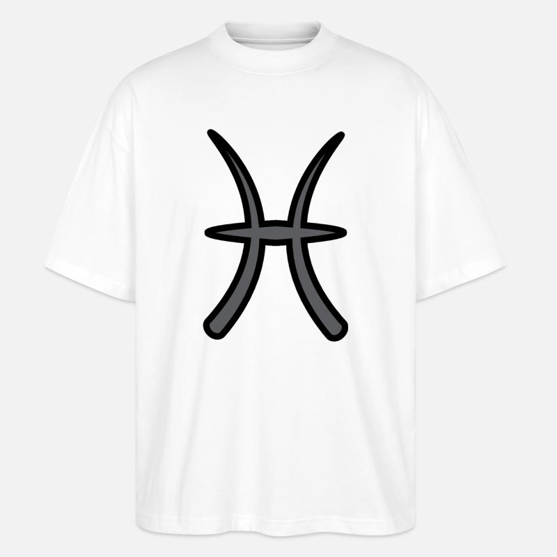 Fische Sternzeichen Symbol Schwarz & Grau - Stanley/Stella Oversized Unisex Bio T-Shirt Blaster 2.0 - Weiß