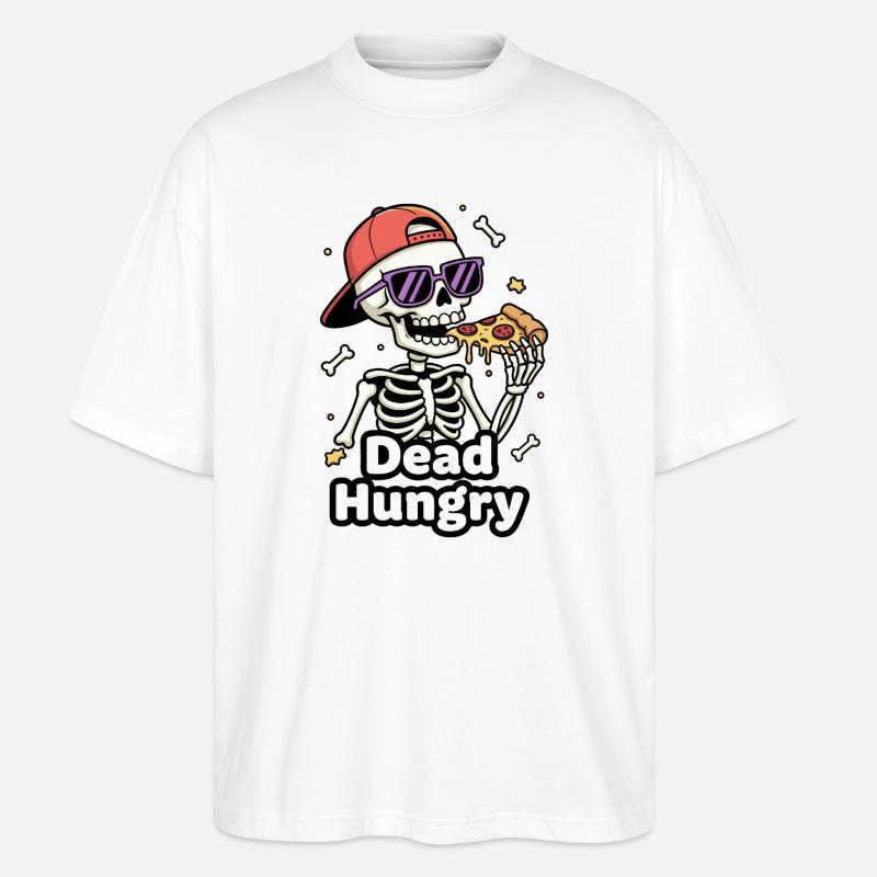 Tot Hungrig Skelett Pizza - Stanley/Stella Oversized Unisex Bio T-Shirt Blaster 2.0 - Weiß
