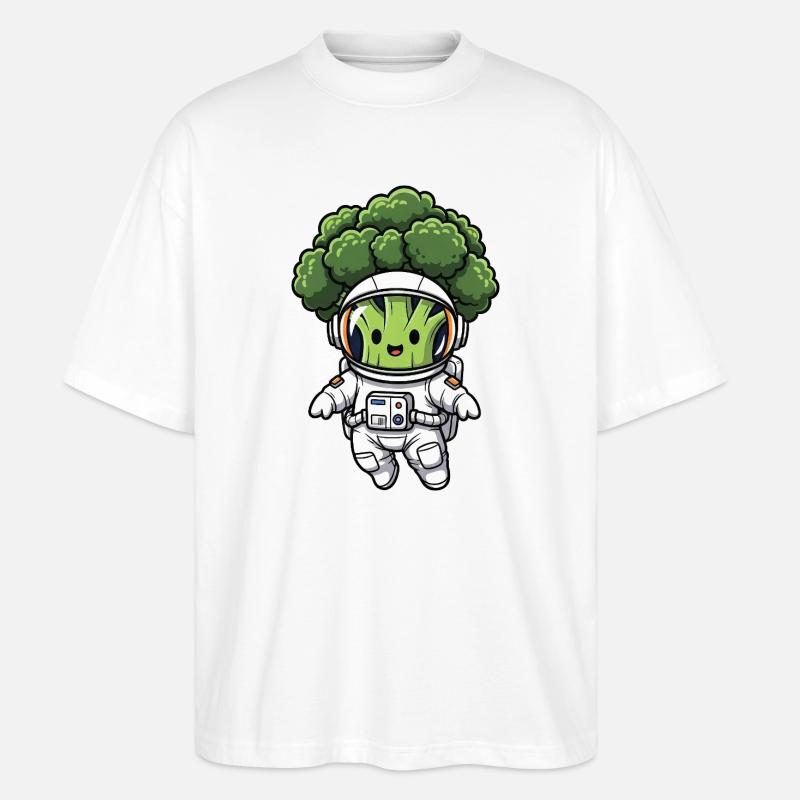 Brocoli astronaute dans l’espace Légumes du vaisseau spatial - T-shirt bio Blaster 2.0 coupe oversize Stanley/Stella Unisexe - blanc