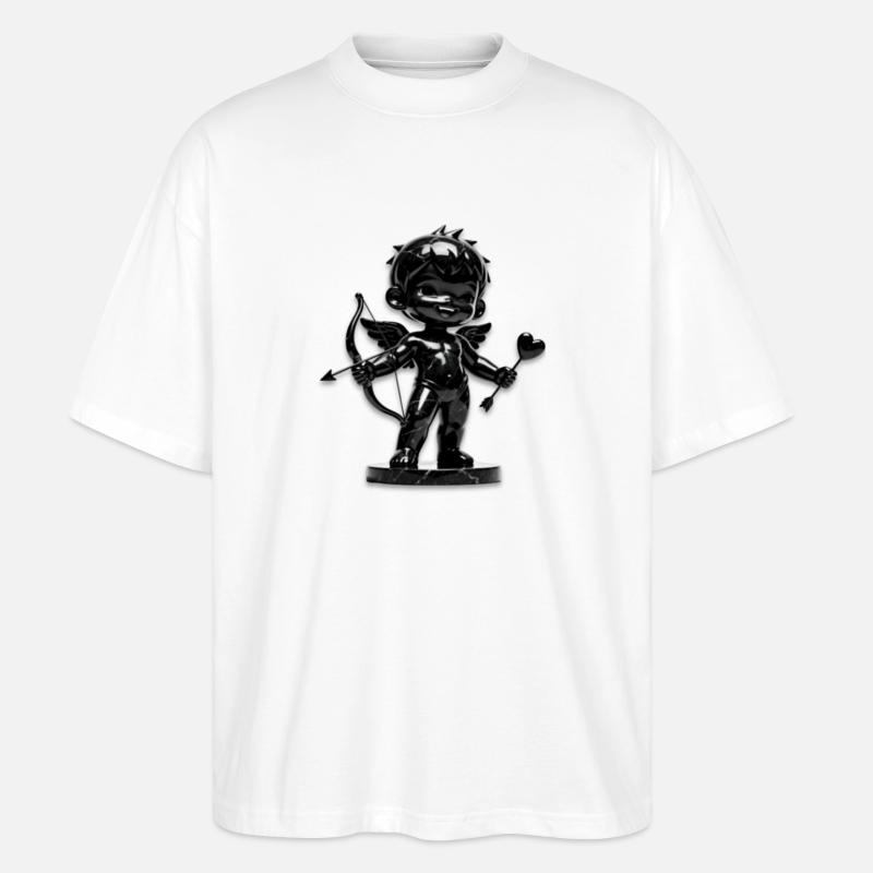 Schwarzer Amor mit Bogen - Stanley/Stella Oversized Unisex Bio T-Shirt Blaster 2.0 - Weiß