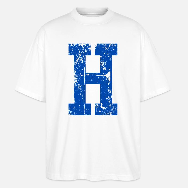 Buchstabe h Sport Retro - Stanley/Stella Oversized Unisex Bio T-Shirt Blaster 2.0 - Weiß
