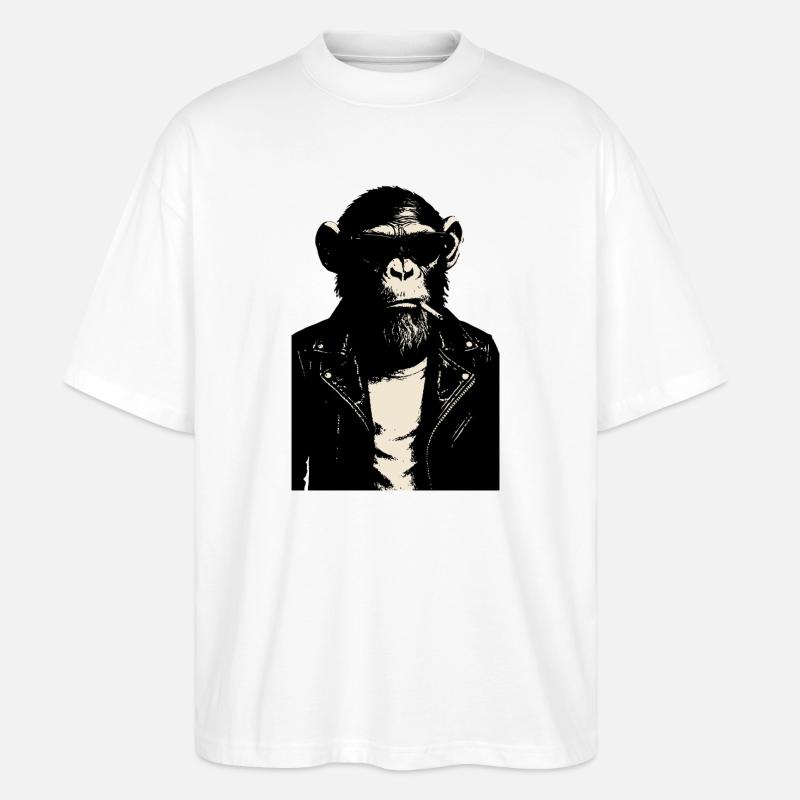 Monkey Rebel Lederjacke - Stanley/Stella Oversized Unisex Bio T-Shirt Blaster 2.0 - Weiß