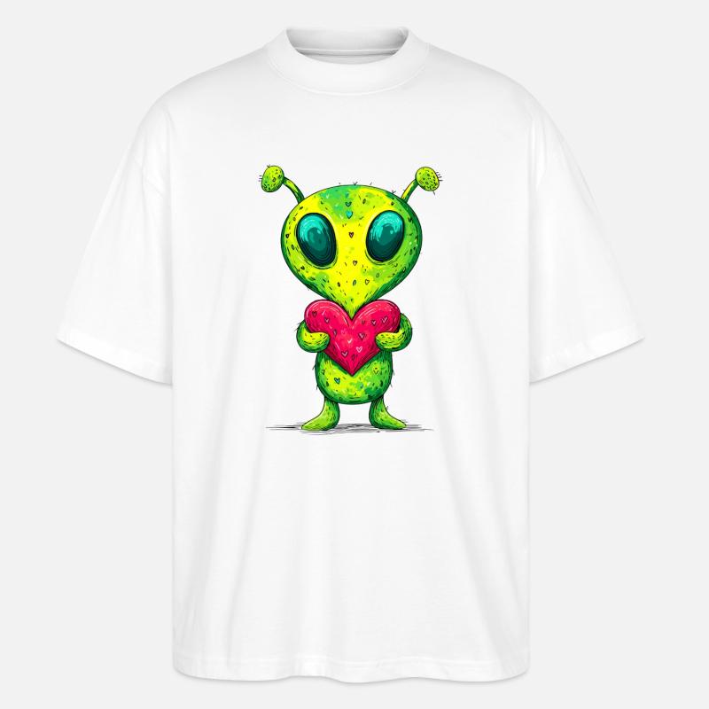 Alien mit Herz - Stanley/Stella Oversized Unisex Bio T-Shirt Blaster 2.0 - Weiß