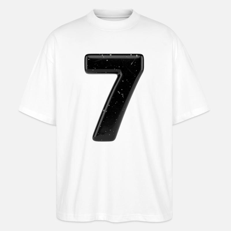 Schwarze Sieben Sternensprenkel - Stanley/Stella Oversized Unisex Bio T-Shirt Blaster 2.0 - Weiß
