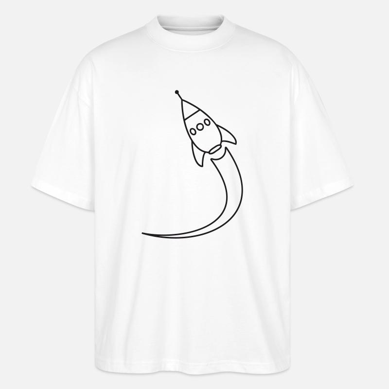 Lancement d’une fusée dans l’espace - T-shirt bio Blaster 2.0 coupe oversize Stanley/Stella Unisexe - blanc