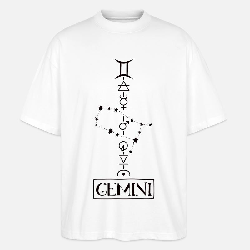 Gemini - Zwilling Sternzeichen - schwarz - Stanley/Stella Oversized Unisex Bio T-Shirt Blaster 2.0 - Weiß