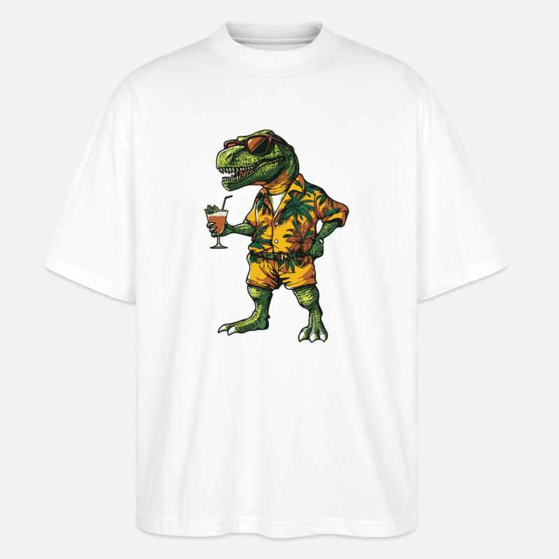Dinosaur T-Rex Comic Summer - Stanley/Stella Oversized Unisex Organic T-shirt Blaster 2.0 - white