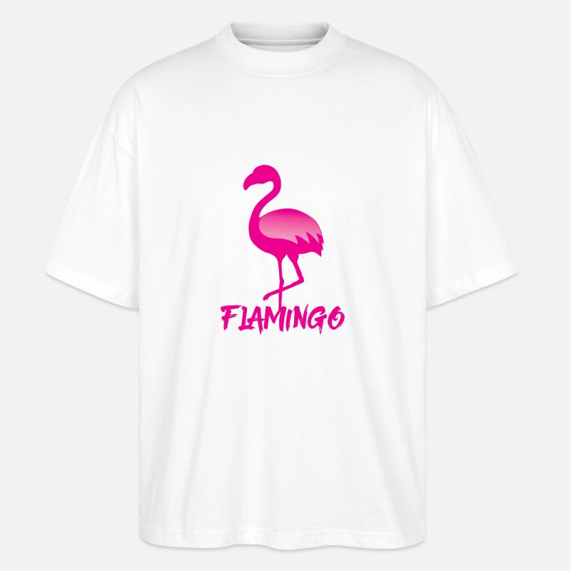 Flamingo in rosa - Stanley/Stella Oversized Unisex Bio T-Shirt Blaster 2.0 - Weiß