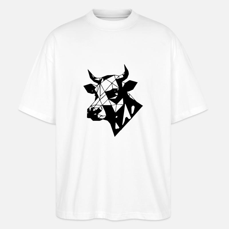 Kuh Illustration Kuhkopf Geschenkidee - Stanley/Stella Oversized Unisex Bio T-Shirt Blaster 2.0 - Weiß