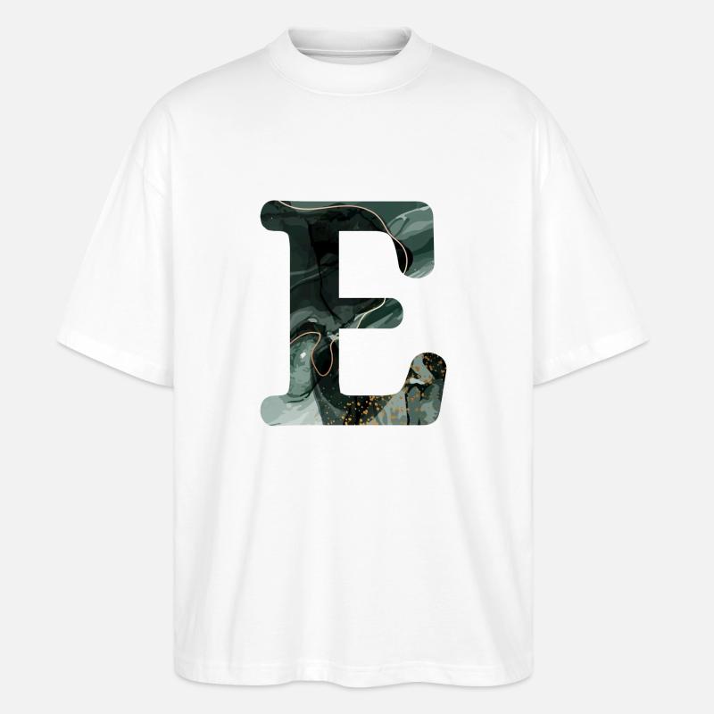 Lettre e marbré vert - T-shirt bio Blaster 2.0 coupe oversize Stanley/Stella Unisexe - blanc